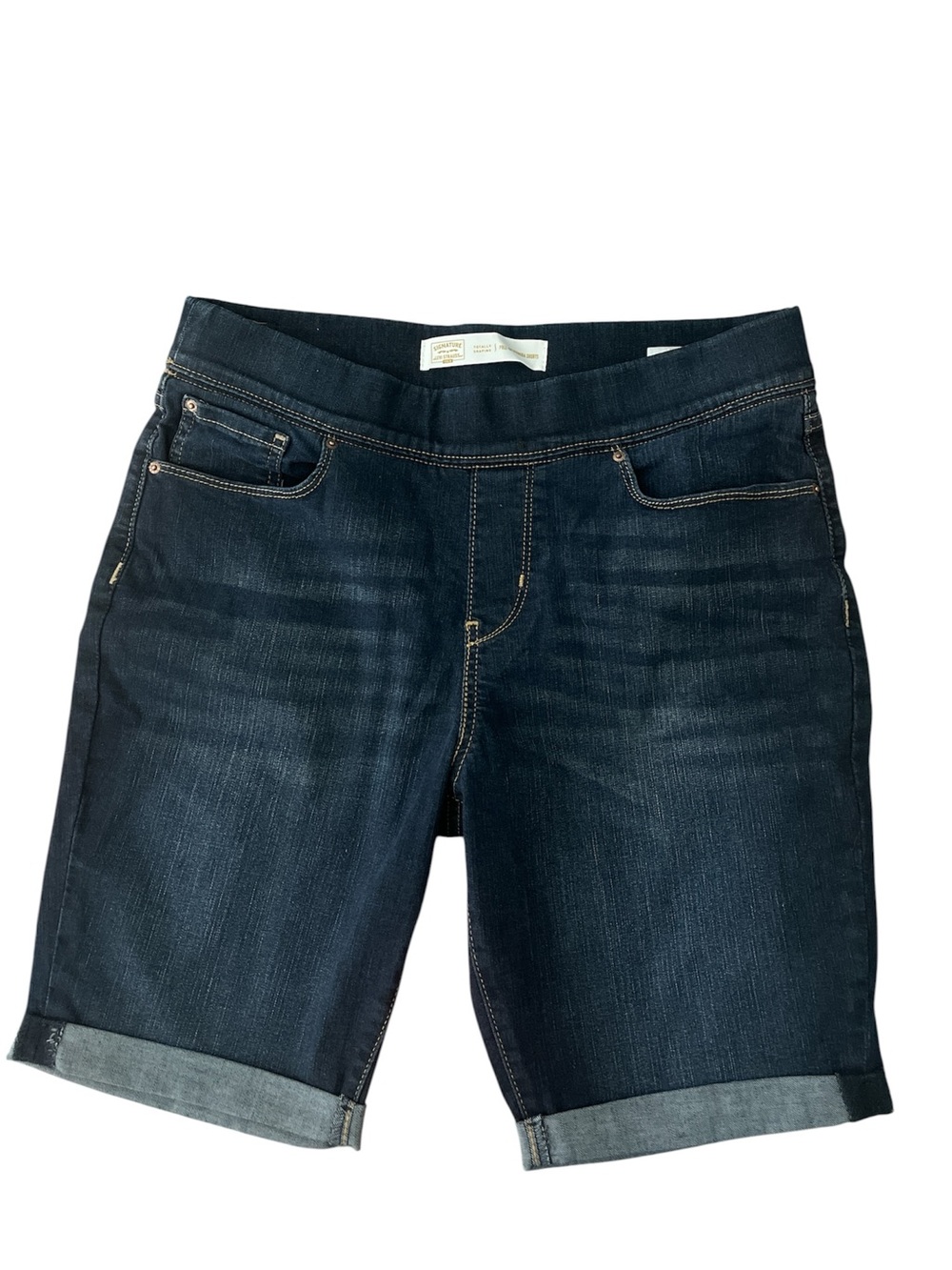 NWOT Levi Strauss Shaping Pull on Bermuda , Dark Wash, Size 14